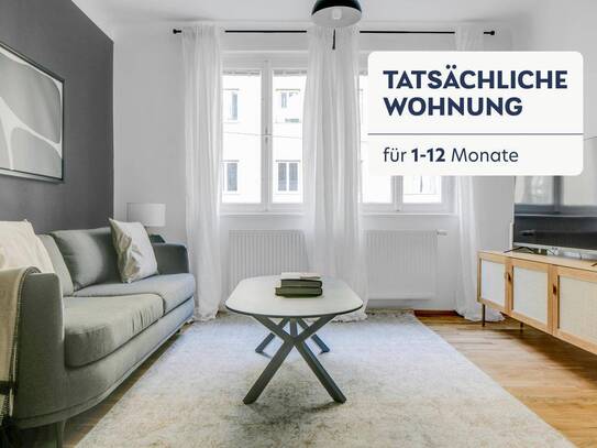 Luxus & High-Tech Ausstattung, 48m2, Ensuite Badezimmer, Ruhelage nähe Karlsplatz, 2 min zur U1 (VIE111)