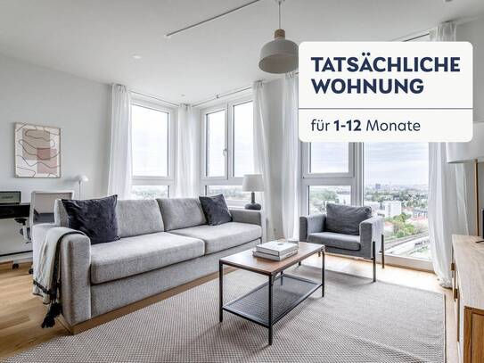 3-Zi Traumwohnung über Wien im 17. Stock, Vienna 22 mit Wellness, Gym, Co-Working Fläche, U1 Kagran(VIE292)