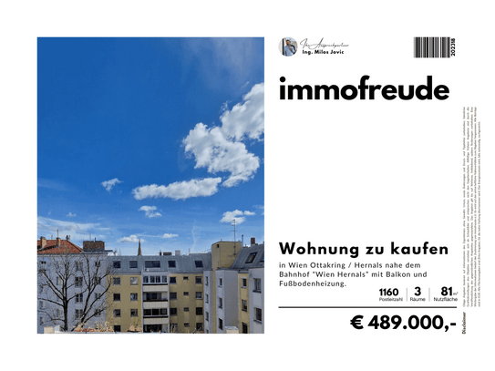 202318-Zum Verkauf steht eine sanierte in Wien Ottakring befindliche 3-Zimmer-AltbauWohnung mit Balkon und Fußbodenheiz…