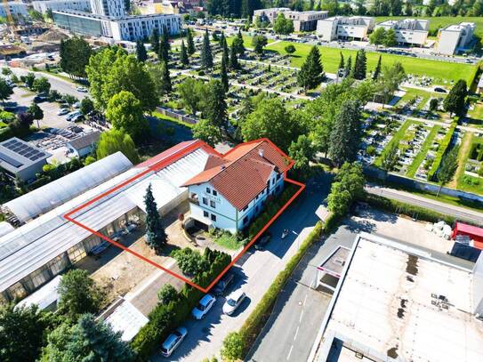 Einzigartiges Immobilienangebot im Gewerbegebiet von Klagenfurt – Ehemalige Gärtnerei mit Mehrfamilienhaus auf 1000m² G…