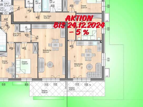 Sonnige 3-Zimmer Erdgeschosswohnung mit eigene 122 m2 Garten und 3,16 m2 Keller