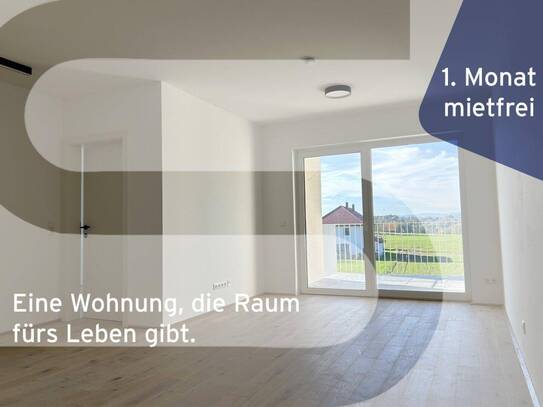 Sensationelle 2 Zimmer Terrassenwohnung 1.7 in Hagenberg | Erstbezug | Fernblick | 1. MONAT MIETFREI