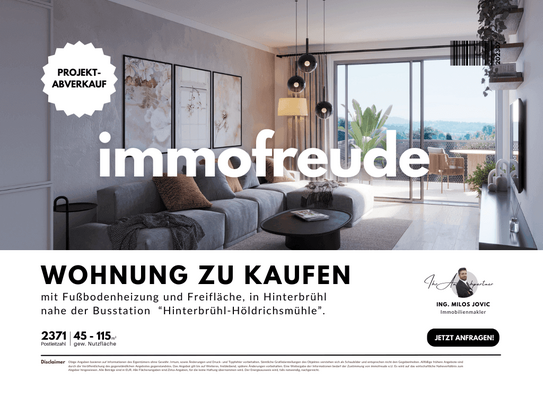 Zum Verkauf steht eine 4-Zimmer Neubauwohnung mit zwei Bädern, Fußbodenheizung und Süd-Balkon, in Hinterbrühl nahe der…