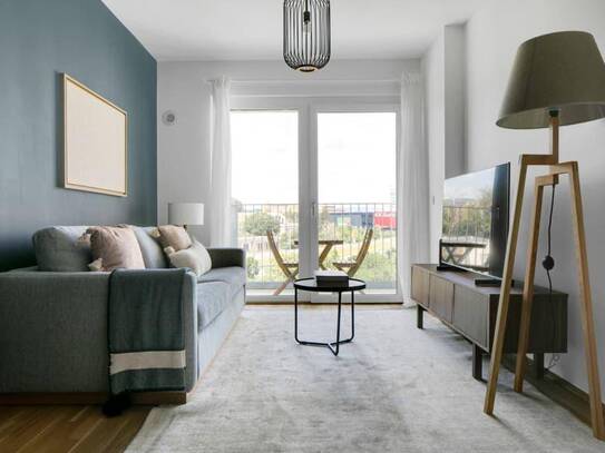 Neubau mit Stil! 2 Zimmer mit Balkon und hipper Wohnküche! Sowie Parkett, Badewanne und Ausblick