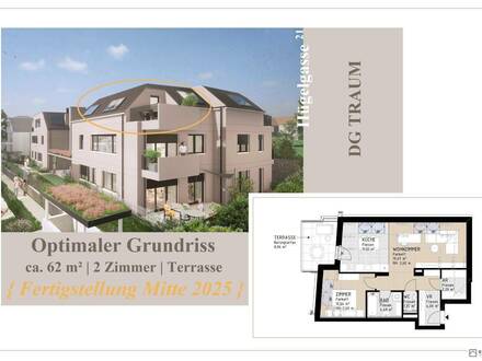 PROVISIONSFREI | Wohnen im Villenviertel | 2 Zimmer Wohnung mit Terrasse (DG) | Hügelgasse | Fertigstellung Mitte 2025…