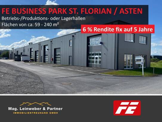 STARINVESTMENT! 6 % Rendite fix auf 5 Jahre! Betriebs-/Produktions-oder Lagerhallen von 59 - 240 m² Fläche im FE Busine…