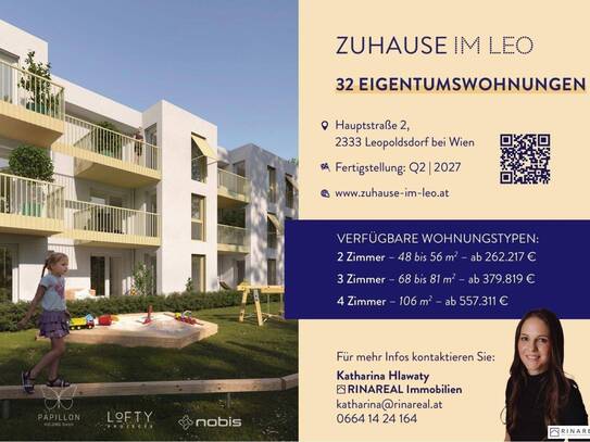 Zuhause IM LEO | Schöne 3 Zimmer Gartenwohnung mit Terrasse | Tiefgarage im Gebäude | Hauptstraße | Frühjahr 2027 - Top…