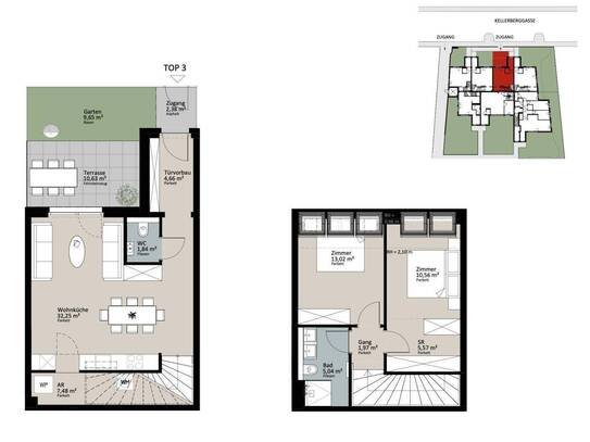 Neu errichtetes Reihenhaus direkt vom Bauträger | 3 Zimmer mit Eigengarten