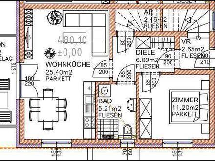 Neubauwohnungen 2 Zimmer im Grünen, Garten oder Balkon 48 bzw. 54m2 Fußbodenheizung, Küche, Terrasse, Wärmepumpe, Sat A…