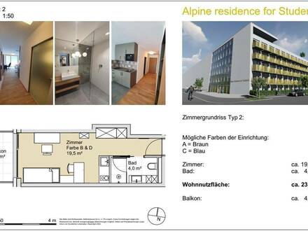 Einzelzimmer in der Alpine Residence for students