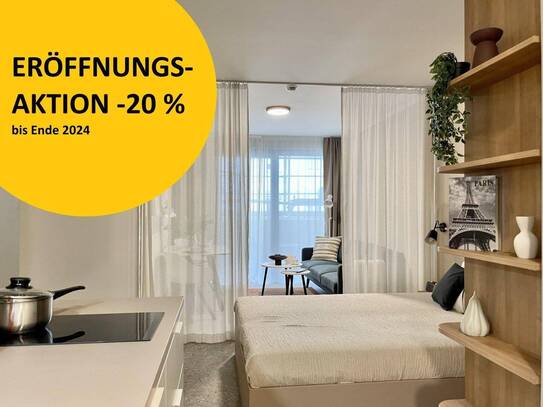 *OPENING DISCOUNT -20%* All-In-Living JONN-Y -möbliertes Apartment + Loggia -> Pauschalpreis + Gym, Sauna, Dachterrasse…