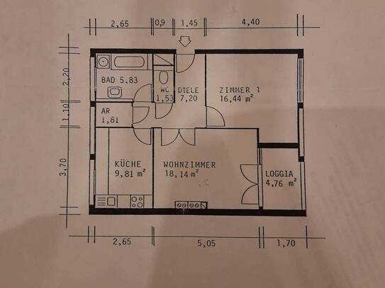 Schöne 2-Zimmer-Dachgeschoß-Wohnung in Schwaz mit Einbauküche u. Tiefgaragenstellplatz