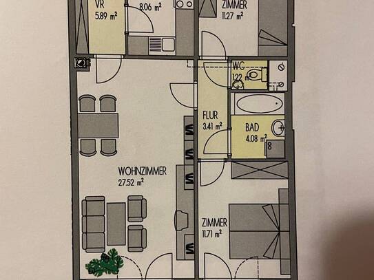 3 Zimmerwohnung mit Loggia und Klimaanlage