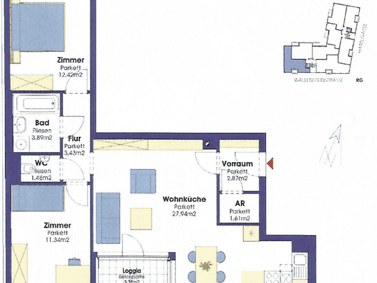 Wallensteinstraße: 3-Zimmer-Wohnung, Neubau - 300 m zum Augarten