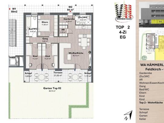 NEUBAU-W02: 4-Zimmer Gartenwohnung in Gisingen