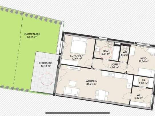 3-Zimmer Gartenwohnung Neubau in Bürmoos zu vermieten