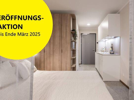 *OPENING DISCOUNT -20%* All-In-Living JONN-Y -möbliertes Apartment + Loggia -> Pauschalpreis + Gym, Sauna, Dachterrasse…