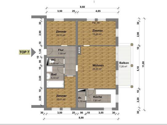 Großzügige Wohnung im Zentrum von Saalfelden zu vermieten