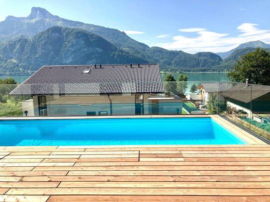 Luxuriöses 5-Zimmer-Einfamilienhaus mit Pool am Mondsee - Einzigartiger Seeblick und privater Badeplatz! PROVISIONSFREI