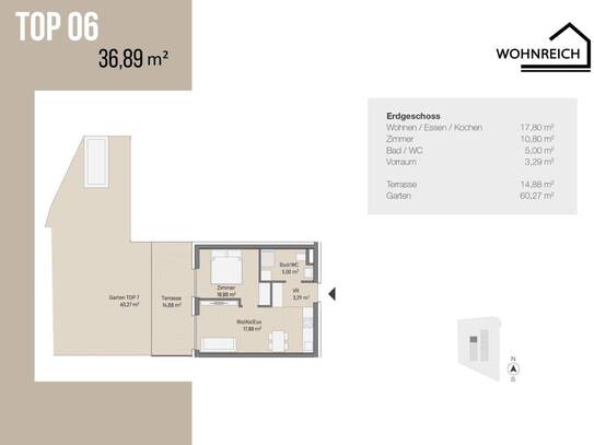 Wohntraum - 2-Zimmer-Gartenwohnung mit Terrasse!