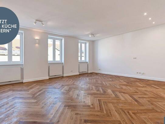 BALKONWOHNUNG im 4. Obergeschoß! Hochwertig sanierter 3-Zimmer-Stilaltbau