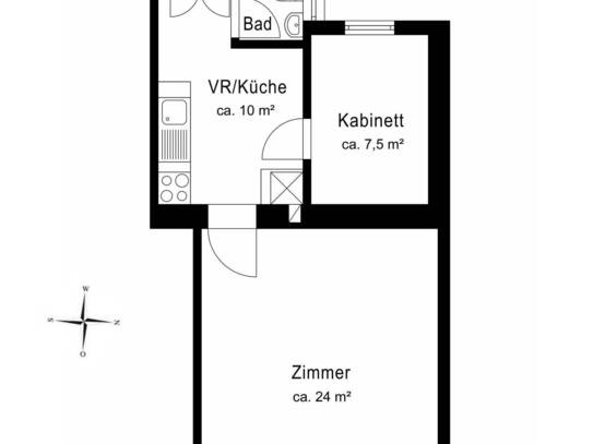 Charmante Zwei-Zimmer-Wohnung in ruhiger Lage