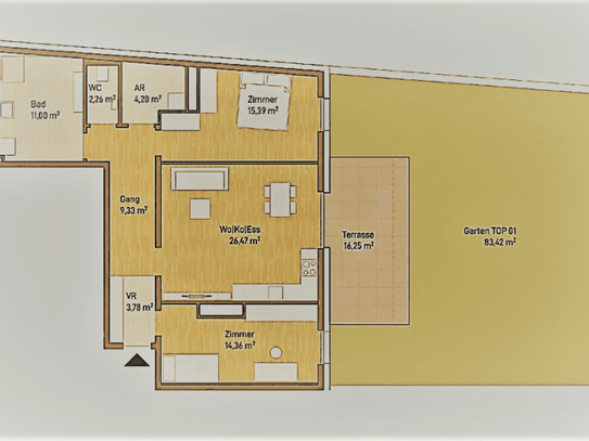 Wohnen in Graz, Eggenberg - Moderne Eigentumswohnung (86m²) mit Terrasse und Eigengarten! Provisionsfrei!