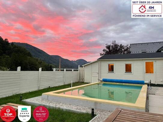 Private oder gewerbliche Nutzung auf 740m2 mit 3 Blockhäuser, outdoorpool, Fitnessraum und indoorsauna! Baujahr 2023 -…