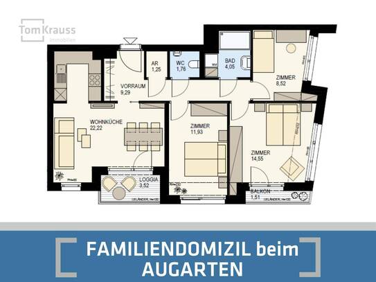 FAMILIENTRAUM: 4-ZIMMER WOHNUNG NÄHE AUGARTEN