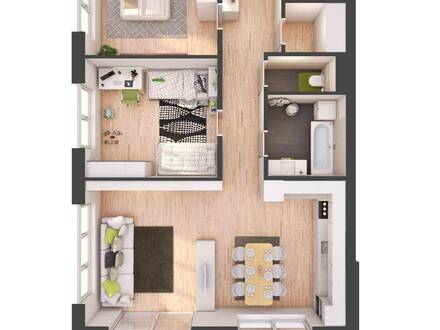 3-Zimmer Neubauwohnung mit großzügem Balkon und 2 Autoabstellplätzen, optional Lagerraum (Top W17)