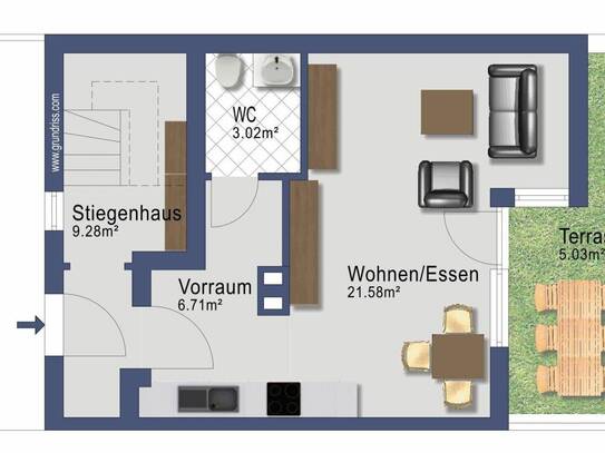 Zweizimmer Maisonette mit Dachterrasse - ab 1. Jänner in Franking - Heizung inklusive