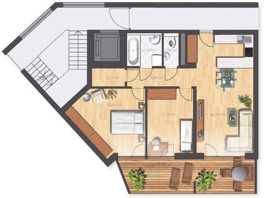 3-Zimmer-Wohnung mit großer Loggia