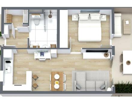 Erstbezug! 2 Zimmer Wohnung mit 12 m² großem Süd-West Balkon nahe der Murpromenade in Graz Andritz!