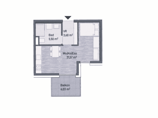 Neubauprojekt in Graz, Jakomini - Moderne Eigentumswohnung (30m²) mit Balkon! Provisionsfrei