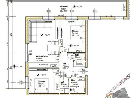 Hochwertige 3- Zimmerwohnung mit 55,12 m² Terrasse - NEUBAU