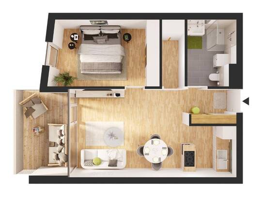 2-Zimmer Hochparterre Neubau-Wohnung mit Balkon (W08)