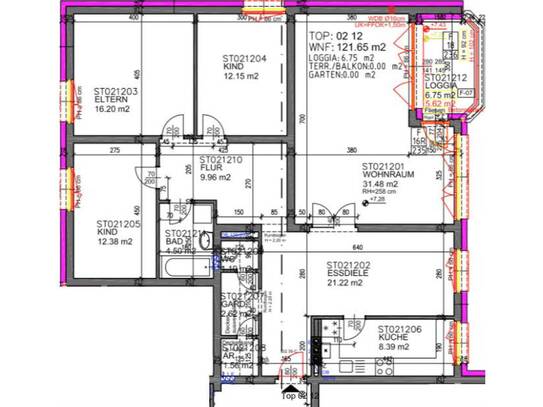 4-Zimmer-Wohnung mit Loggia, Top 12