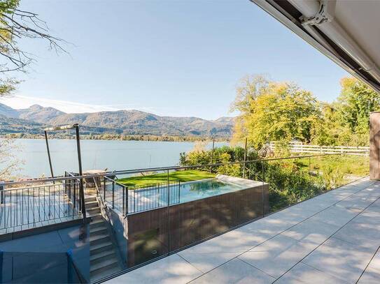 UNIQUE LAKE VIEW!Gartenmaisonette mit eigenem Pool und privatem Steg in St. Wolfgang