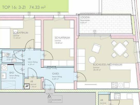 Aschbach| geförderte 3 Zimmer Mietwohnung | 10 m² Loggia | 2 Abstellplätze.