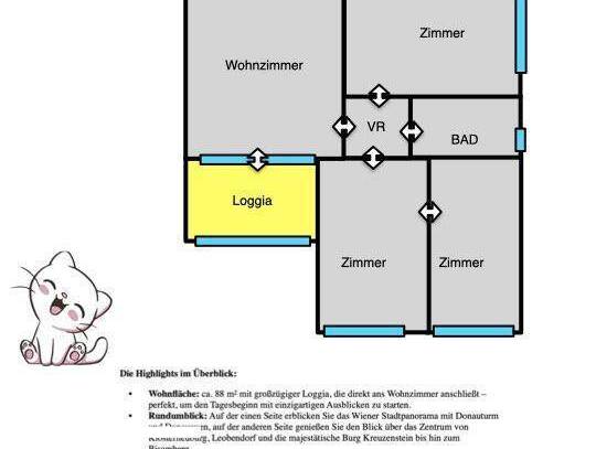 Schöne gut eingeteilte Wohnung mit unverbaubarem Panorama und top-zentraler Lage in Korneuburg!