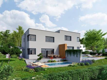 Charmantes ROHBAU-Doppelhaus mit Doppel-Carport und Pool in neuer Wohnsiedlung
