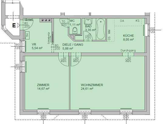 Zwei-Zimmer-Wohnung mit Fernblick in Grünruhelage, Miete 4400 Steyr