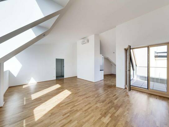 Erstbezug nach Fertigstellung: klimatisiertes 1,5 Zimmer Loft mit Terrasse und herrlichem Fernblick