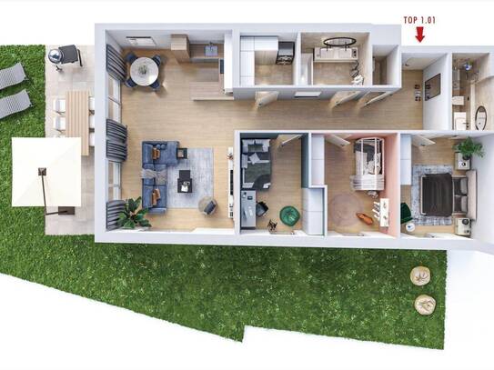 NEUBAU - Traumhafte Gartenwohnung mit Terrasse in Purkersdorf - Top 1.01