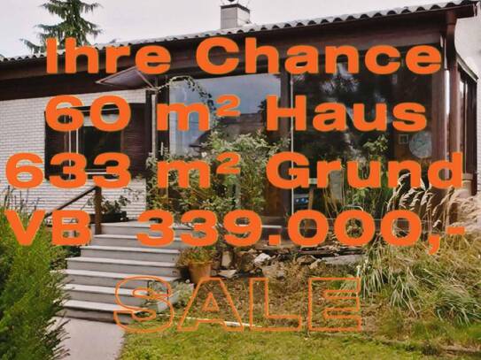 IHRE CHANCE: 3-ZIMMER-HAUS +633 m² BAUGRUND +NUR VB 339.000,-+GRÜNLAGE +GARAGE +VOLLKELLER