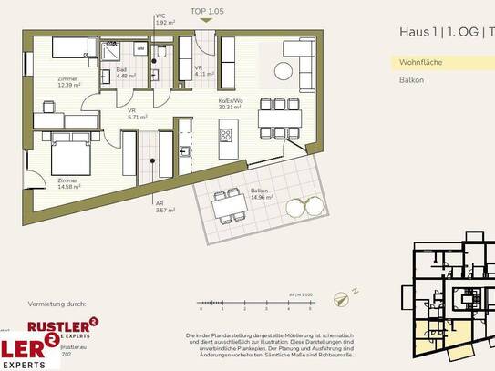 Ihr Traum vom Wohnen wird wahr - Im Projekt Schlosspark 3-Zimmerwohnung mit Balkon