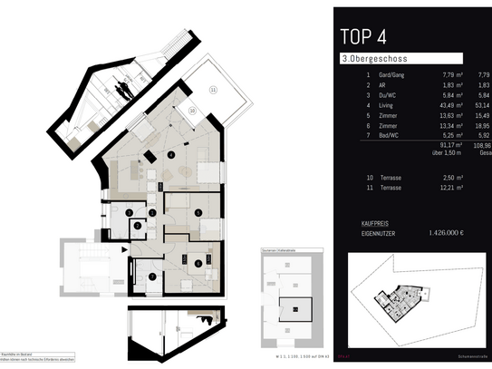 Groß geschnittene 3-Zimmer-Wohnung