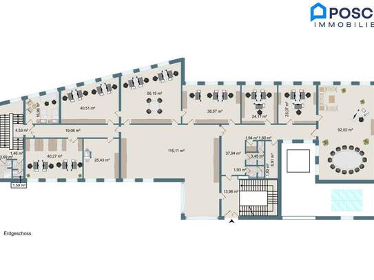 +BÜRO-Einheiten ab 24 m² anmietbar+ ab € 8,50 netto plus BK, Gesamt 545m² möglich +derzeit 10 Räume auch noch auf zusät…