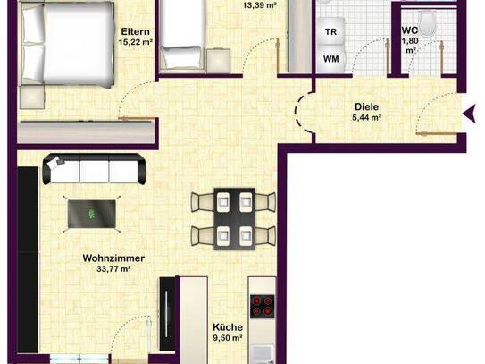 Investoren aufgepasst: großzügige und gepflegte 3-Zimmer-Wohnung mit Wohnrecht