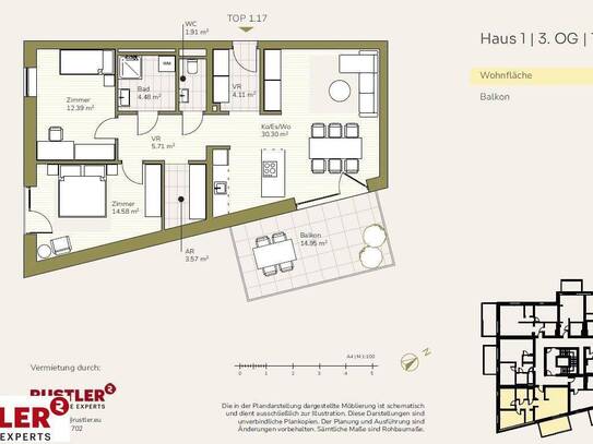 Wohnen mit Ausblick: Traumhafte Balkone im Projekt SchlossparkGroßzügige 3-Zimmerwohnung